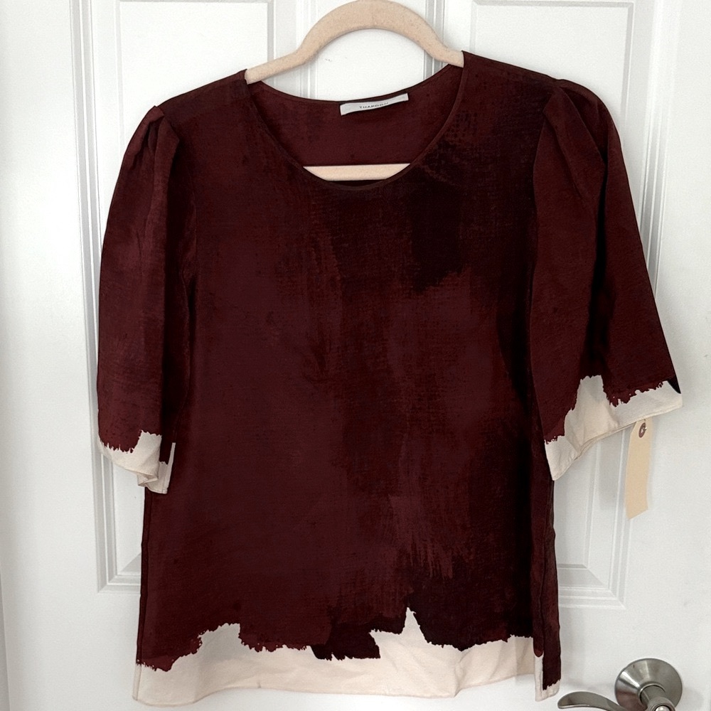 Thakoon Runway Burgundy and Cream Women's Silk Blouse